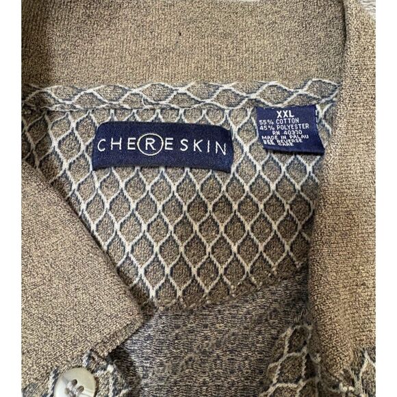 Vtg Chereskin Polo XXL Gray Diamond Print Long Sleeve Textured Knit Casual Retro - Picture 4 of 5